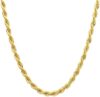 14K Yellow Solid Gold 1.5mm、2mm、3.2mm and 4.2mm Twisted Rope Chain Necklace, Ideal Gift for Women And Men(Lengths from 16 to 36 Inches) (1.5mm,18-inch)