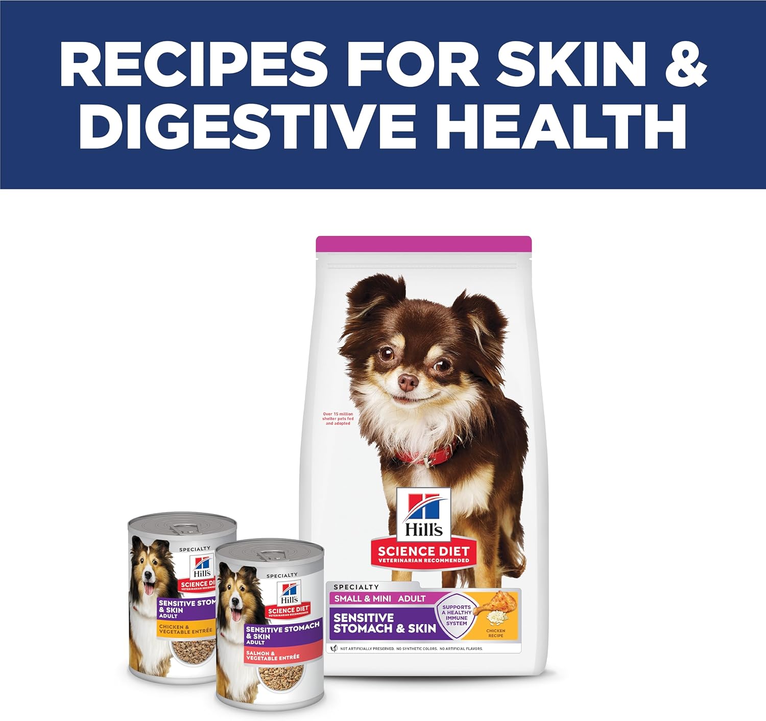 Hill's Science Diet Adult 1-6 Sensitive Stomach & Skin Small & Mini Breeds Dry Dog Food, Chicken Recipe, 4 lb. Bag (Updated Formula) - Image 11