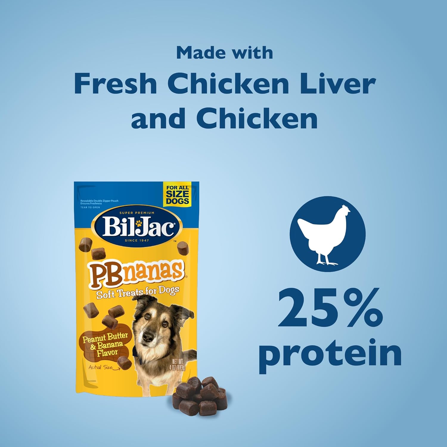 Bil-Jac PB-Nanas Soft Treats for Dogs, Peanut Butter Banana Flavor, Made with Real Chicken Liver, 4oz (4-Pack) - Image 3