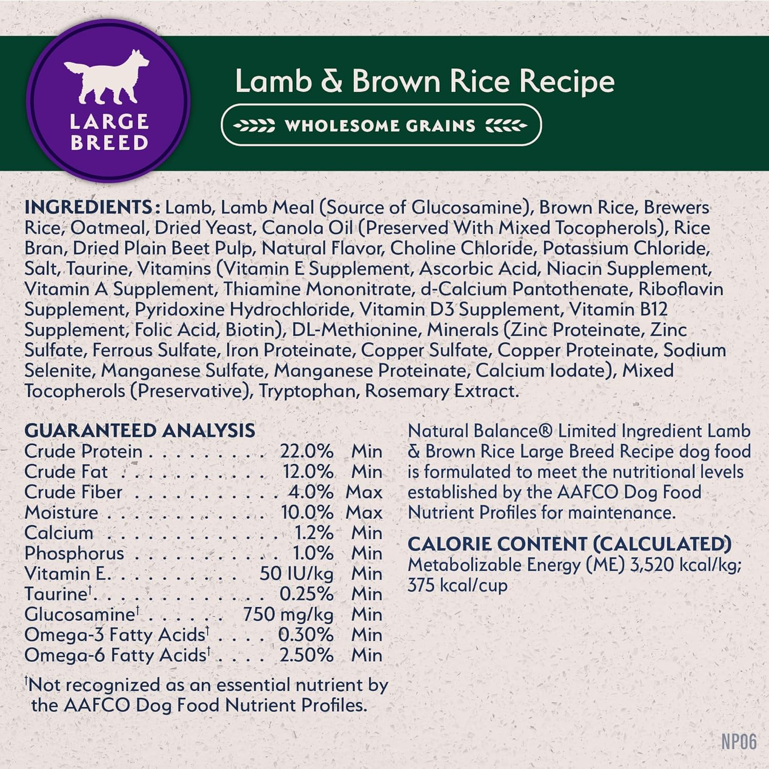 Natural Balance Limited Ingredient Large Breed Adult Dry Dog Food with Healthy Grains, Lamb & Brown Rice Recipe, 26 Pound (Pack of 1) - Image 9