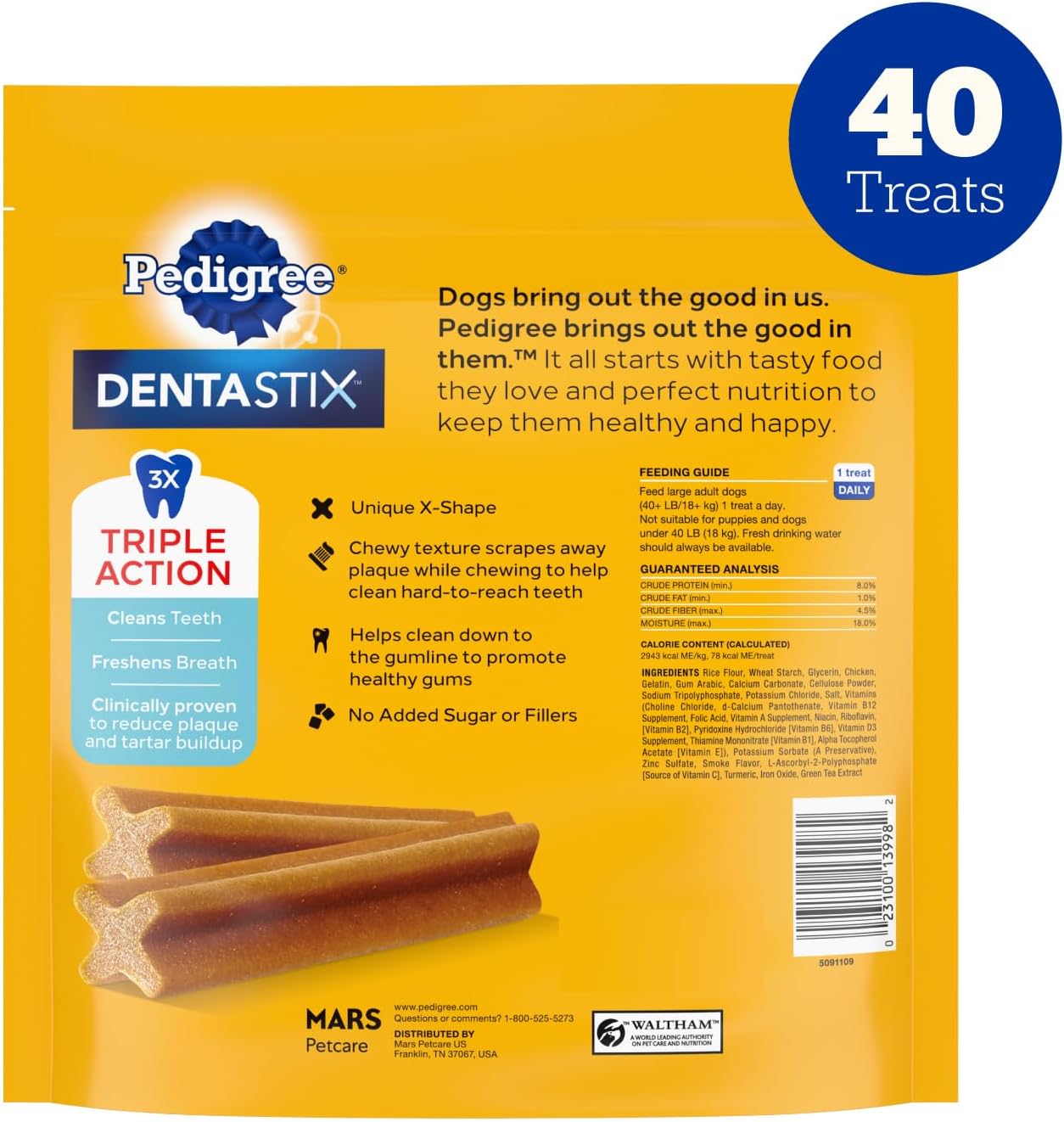 Pedigree Dentastix Large Dog Treats, Original Flavor with Real Chicken, 2.08 lb. Bag (40 Treats Total) - Image 9