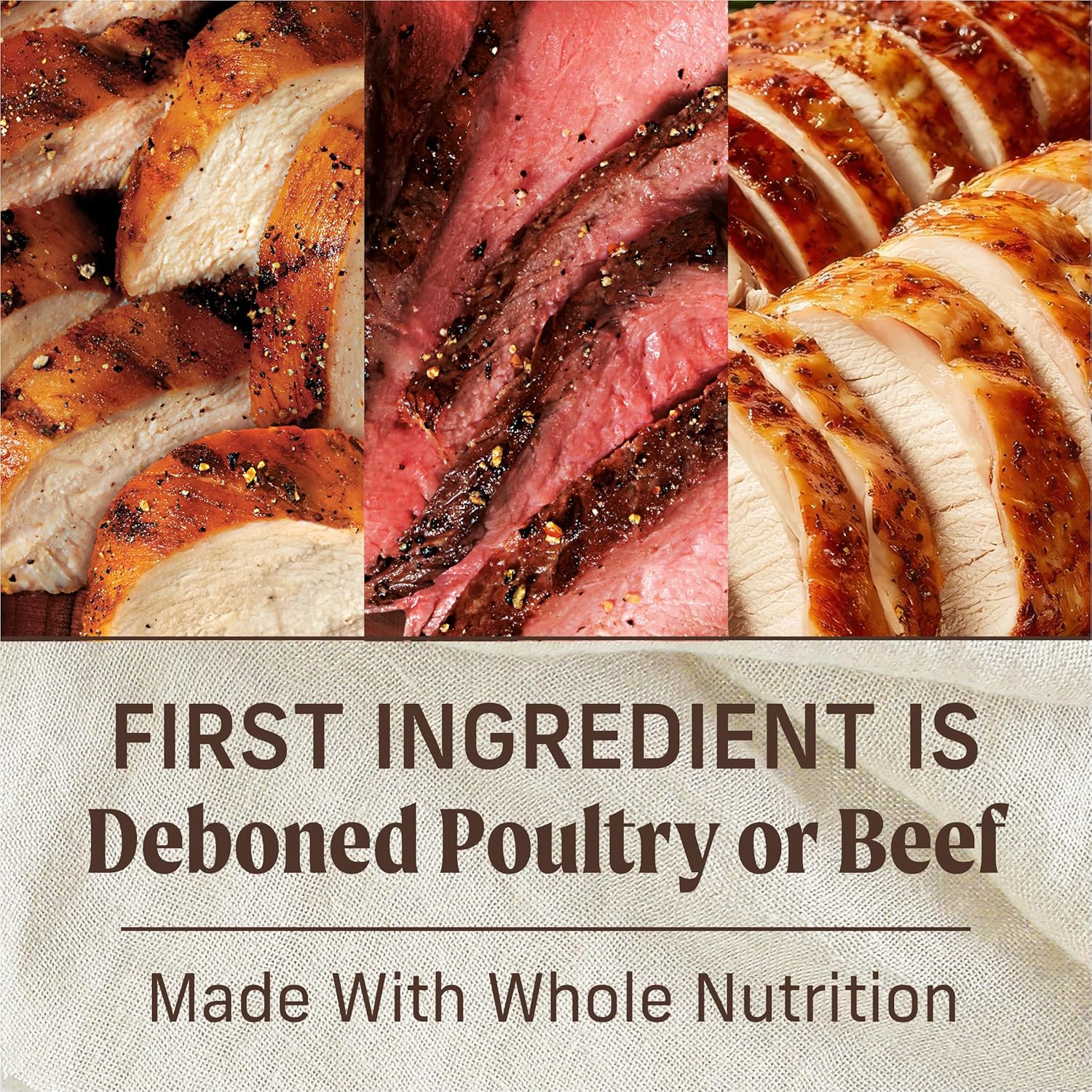 Merrick Grain Free Wet Dog Food, Premium Gluten Free Canned Variety Pack, Beef, Chicken and Turkey Recipes - (Pack of 12) 12.7 oz. Cans - Image 4