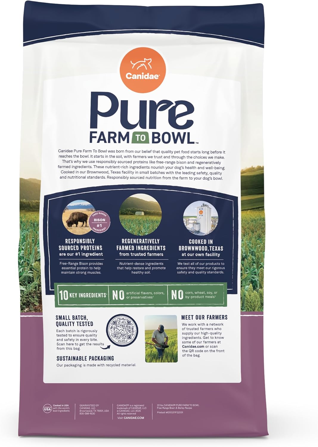 Canidae Pure Farm to Bowl Free-Range Bison & Barley Dog Food, Adult, 4lb - Image 3