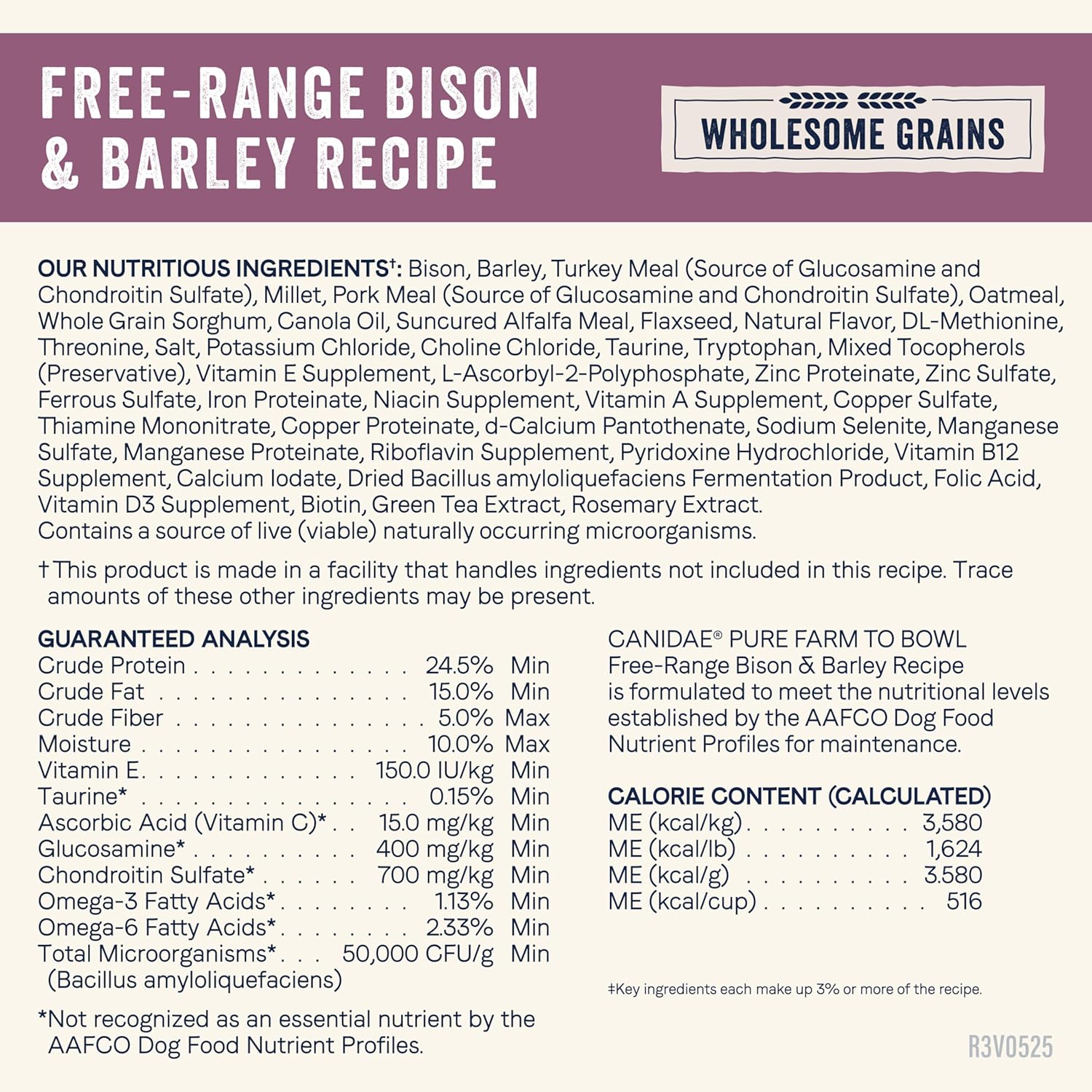 Canidae Pure Farm to Bowl Free-Range Bison & Barley Dog Food, Adult, 4lb - Image 9