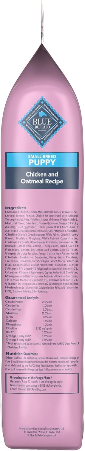 Blue Buffalo Life Protection Formula Small Breed Puppy Dry Dog Food with DHA, Vital Nutrients & Antioxidants, Made with Natural Ingredients, Chicken & Oatmeal Recipe, 15-lb. Bag - Image 4