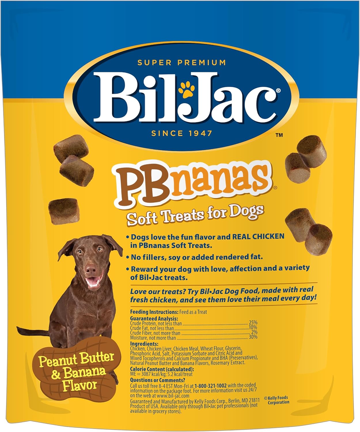 Bil-Jac PB-Nanas Soft Treats for Dogs, Peanut Butter Banana Flavor, Made with Real Chicken Liver, 4oz (4-Pack) - Image 2