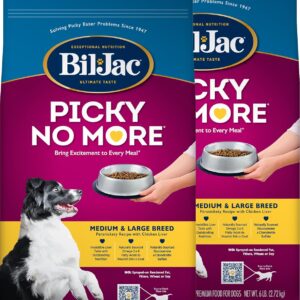 Bil-Jac Picky No More Medium & Large Breed Dry Dog Food, Chicken Liver Recipe, 6 lb (2 Pack)