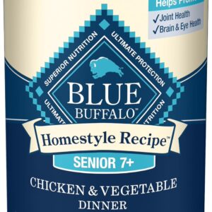 Blue Buffalo Homestyle Recipe Senior Wet Dog Food, Made with Natural Ingredients, Chicken Dinner with Garden Vegetables, 12.5-oz Cans (12 Count)