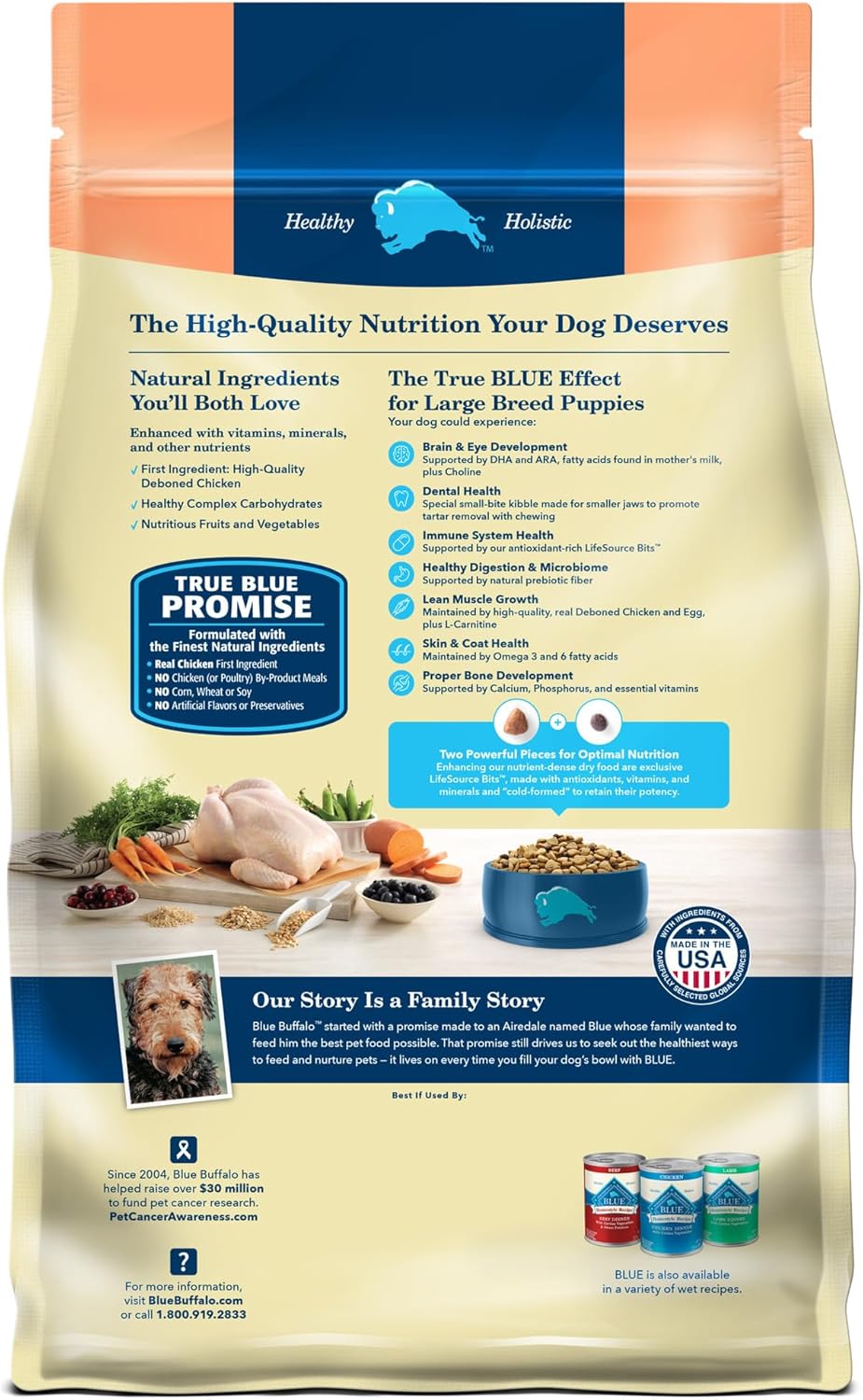 Blue Buffalo Life Protection Formula Large Breed Puppy Dry Dog Food with DHA, Vital Nutrients & Antioxidants, Made with Natural Ingredients, Chicken & Brown Rice Recipe, 30-lb. Bag - Image 2