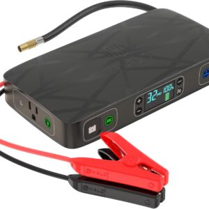 HALO Bolt Ultimate 2 Portable Car Battery Jump Starter | 130 PSI Air Compressor, 55.5Wh USB Power Bank with AC Outlet, Emergency Floodlight & Charger, Jumps Cars SUVs & Trucks, Inflates Tires — Black