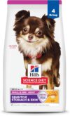 Hill's Science Diet Adult 1-6 Sensitive Stomach & Skin Small & Mini Breeds Dry Dog Food, Chicken Recipe, 4 lb. Bag (Updated Formula)