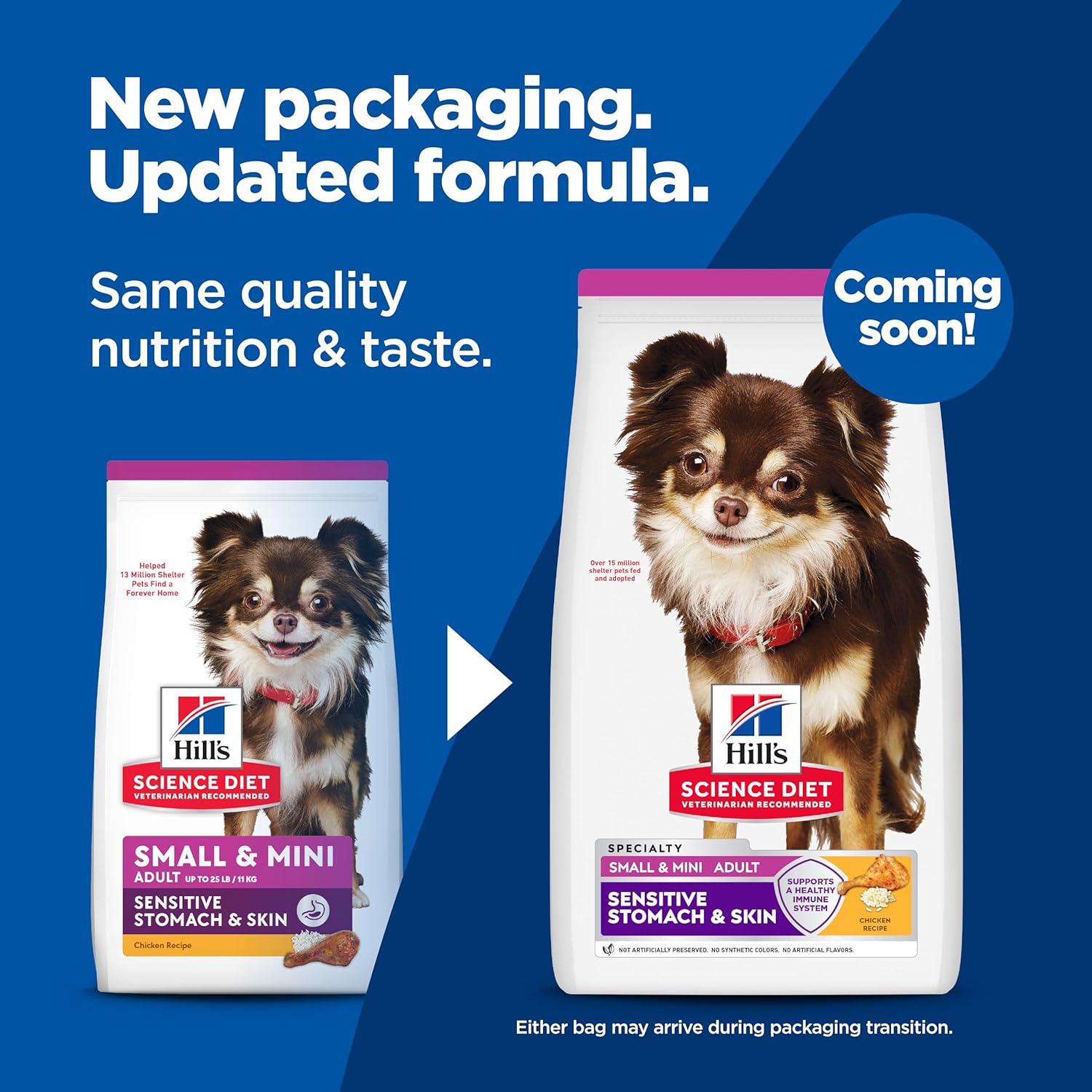 Hill's Science Diet Adult 1-6 Sensitive Stomach & Skin Small & Mini Breeds Dry Dog Food, Chicken Recipe, 4 lb. Bag (Updated Formula) - Image 2