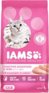 IAMS Proactive Health Sensitive Digestion & Skin Dry Cat Food, Adult Cat Food Dry Recipe with Real Turkey, 13 lb. Bag