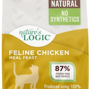 Nature's Logic Feline Chicken Meal Feast Cat Food - High-Protein Dry Food for Cats, 100% Natural Nutrition with Probiotics & Prebiotics - All Life Stages - Chicken, 7.7lbs