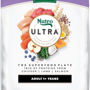 Nutro Ultra Dry Dog Food for Adult Dogs with a Trio of Proteins from Chicken, Lamb and Salmon, 30 lb. Bag