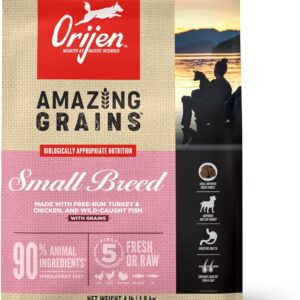 ORIJEN Amazing Grains High Protein Dry Dog Food Small Breed Recipe 4lb Bag
