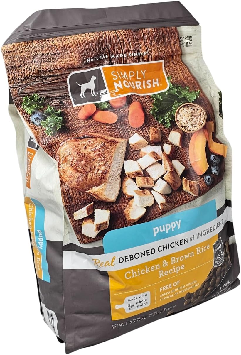 SIMPLY NOURISH Puppy Chicken and Brown Rice Dry Dog Food, 5 Pound Bag - Image 2