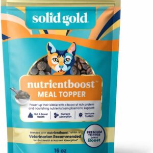 Solid Gold NutrientBoost™ Cat Food Toppers for Cats - High Protein Meal Topper & Crunchy Cat Treats for Indoor Cats w/Vitamins, Minerals & Amino Acids for Gut Health & Immune Support - All Ages - 1lb