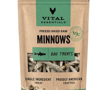 Vital Essentials Freeze Dried Minnows Dog Treats | Single Ingredient | Premium Quality | Grain Free Treats for Dogs, 1 oz Bag