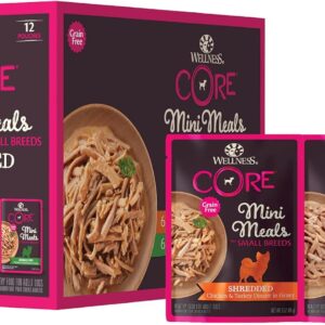 Wellness CORE Natural Grain Free Mini Meals Shredded Variety Pack, 3-Ounce (Pack of 12)