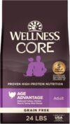 Wellness CORE Senior Dry Dog Food, Grain-Free, High Protein, Natural, Age Advantage Turkey & Chicken Recipe, (24-Pound Bag)