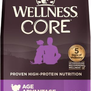 Wellness CORE Senior Dry Dog Food, Grain-Free, High Protein, Natural, Age Advantage Turkey & Chicken Recipe, (24-Pound Bag)