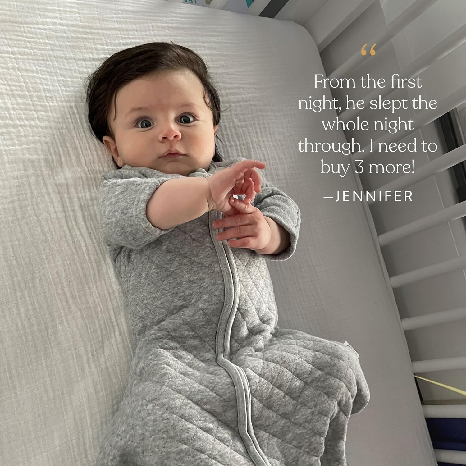 HALO Easy Transition SleepSack, Baby Sleep Sack Wearable Blanket, 100% Cotton, Soft & Breathable, 1.0 TOG, Helps Transition from Swaddle for Infants, Heather Grey, Small - Image 7