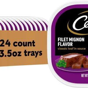 Cesar Classic Loaf in Sauce Adult Wet Dog Food Filet Mignon Flavor, Wet Food for Dogs, 3.5 oz Easy Peel Trays, 24 Count