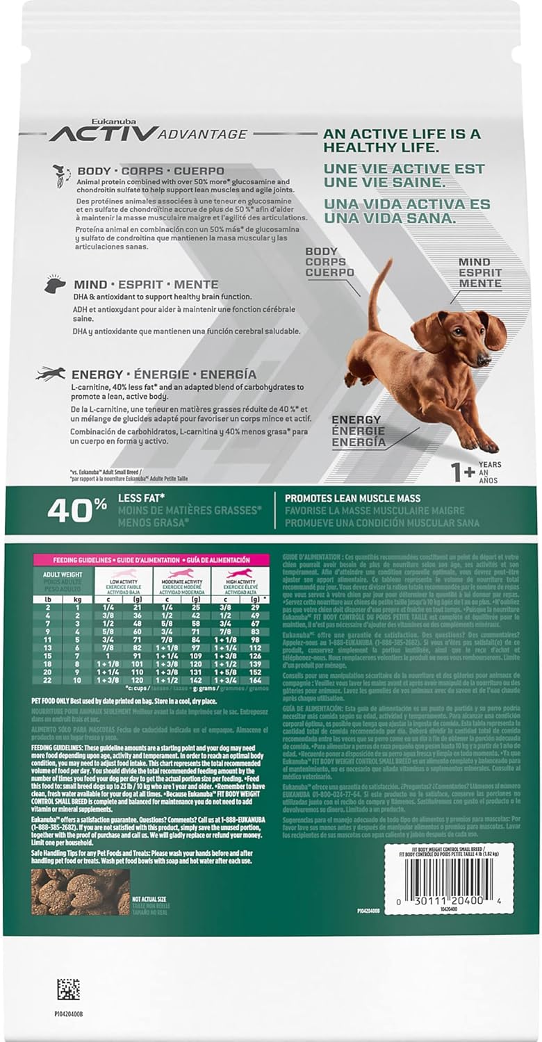 Eukanuba Fit Body Weight Control Small Breed Adult Dry Dog Food, 15 lb Bag - Image 2