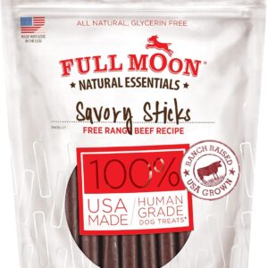 Full Moon All Natural Human Grade Dog Treats, Essential Beef Savory Sticks, 22 Ounce, 1.375 Pound (Pack of 1)