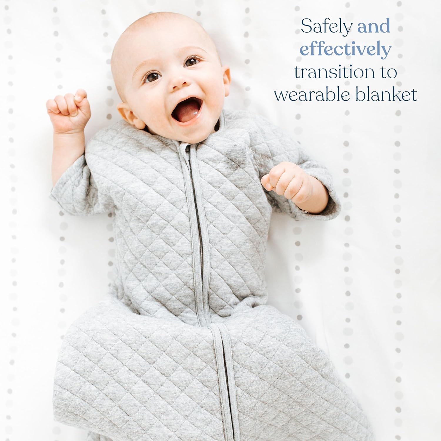 HALO Easy Transition SleepSack, Baby Sleep Sack Wearable Blanket, 100% Cotton, Soft & Breathable, 1.0 TOG, Helps Transition from Swaddle for Infants, Heather Grey, Small - Image 2