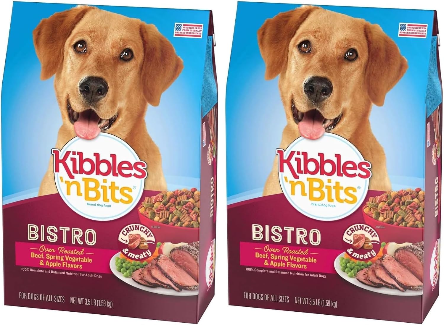 Kibbles 'n Bits Bistro Meals Dry Dog Food - Oven Roasted Beef - 3.5 Lb (Pack of 2)