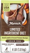 Merrick Limited Ingredient Diet Grain Free Dry Dog Food, Premium And Healthy Kibble With Lamb And Sweet Potato - 22.0 lb. Bag