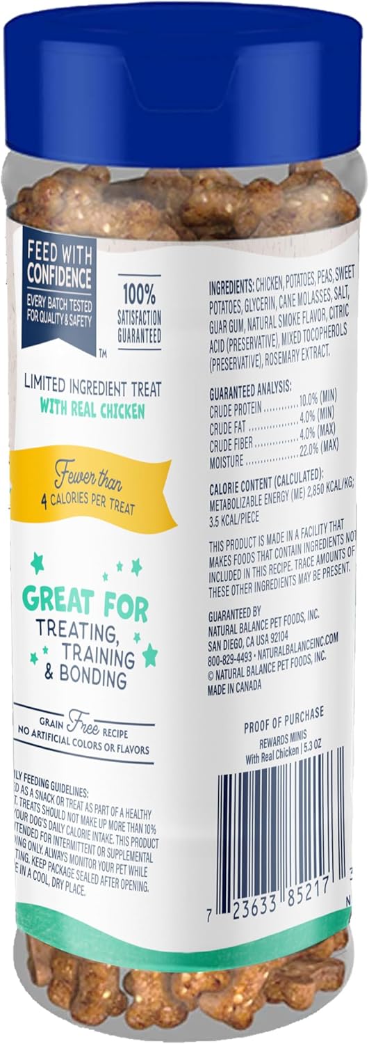 Natural Balance Limited Ingredient Mini-Rewards Chicken Grain-Free, Training Treats for Dogs | 5.3-oz. Canister - Image 2