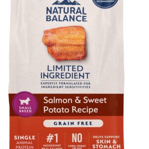 Natural Balance Limited Ingredient Small Breed Adult Grain-Free Dry Dog Food, Salmon & Sweet Potato Recipe, 4 Pound (Pack of 1)