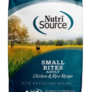 NutriSource Adult Dry Dog Food, Small Bites, Chicken and Rice, 12LB