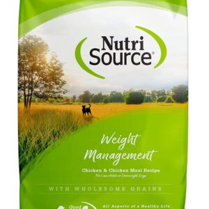 NutriSource Weight Management Dry Dog Food, Chicken and Chicken Meal, 26LB
