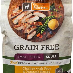 SIMPLY NOURISH Small Breed Adult Grain Free Chicken with Peas and Potatoes Dry Dog Food, 4 Pound Bag