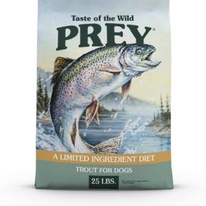 Taste of the Wild Prey Real Meat High Protein Trout Limited Ingredient Dry Dog Food Grain-Free Recipe Made with Real Spring-Fed Trout, and Includes Probiotics for All Life Stages 25 lb