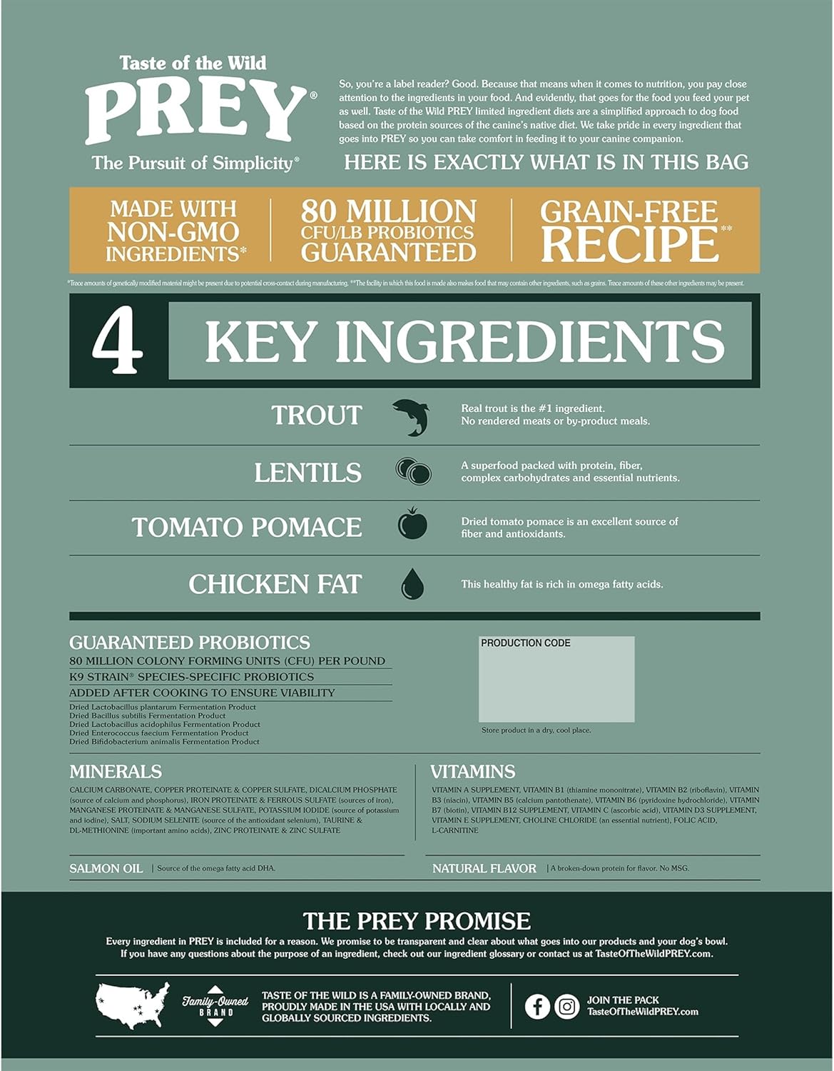 Taste of the Wild Prey Real Meat High Protein Trout Limited Ingredient Dry Dog Food Grain-Free Recipe Made with Real Spring-Fed Trout, and Includes Probiotics for All Life Stages 25 lb - Image 2