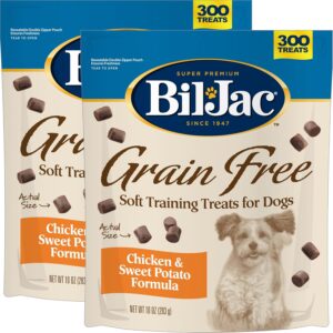 Bil-Jac Grain Free Soft Treats for Dogs, Chicken and Sweet Potato Flavor, Made with Real Chicken Liver, 10oz (2-Pack)