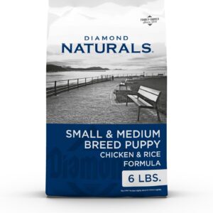 DIAMOND NATURALS Real Meat Small & Medium Breed Puppy Formula Dry Dog Food Protein, Probiotics and Antioxidants, 6 Pound