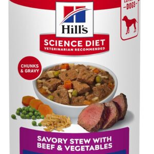 Hill's Science Diet Adult 7+ Wet Dog Food, Beef & Vegetables, 12.8 oz. Cans, 12-Pack