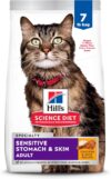 Hill's Science Diet Adult Sensitive Stomach & Skin Dry Cat Food, Chicken & Rice, 7 lb. Bag (Updated Formula)