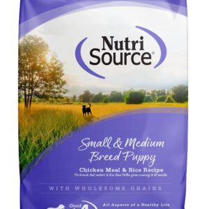 NutriSource Puppy Food for Small and Medium Breeds, Chicken Meal and Rice, 12LB