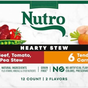 Nutro Hearty Stew Canned Wet Dog Food, Natural Grain Free Dog Food Wet Cuts in Gravy Chicken Beef Variety Pack, 12.5 oz Cans (12 Count, Pack of 1)