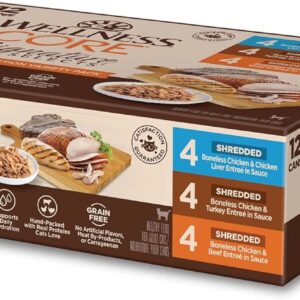 Wellness CORE Signature Selects Variety Pack Adult Canned Wet Cat Food, Natural, Protein Rich, Grain Free, Poultry Recipes, 5.3 oz, Pack of 12 Cans