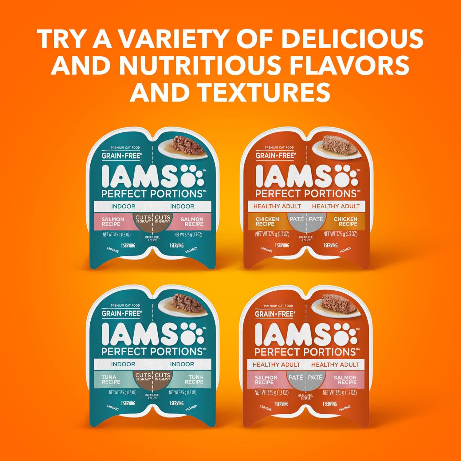 IAMS Perfect Portions Grain Free Wet Cat Food, Indoor Adult Cat Food Wet Cuts in Gravy, Variety Pack: Tuna & Salmon Recipe, 1.98 lb. (Pack of 1) Twin-Pack Trays - Image 9