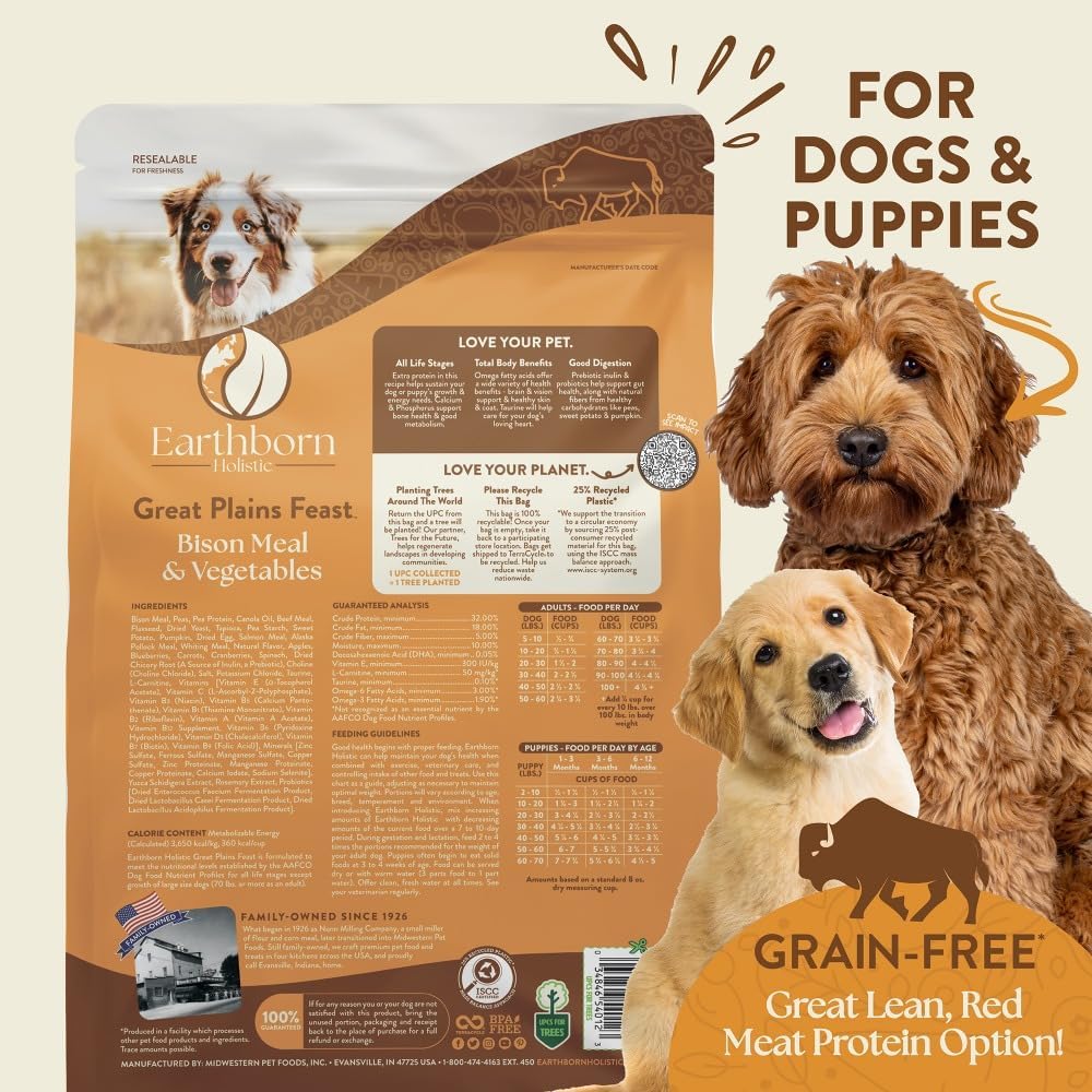 Earthborn Holistic Great Plains Feast with Bison Grain-Free Natural Dry Dog Food, 25 lb - Image 4