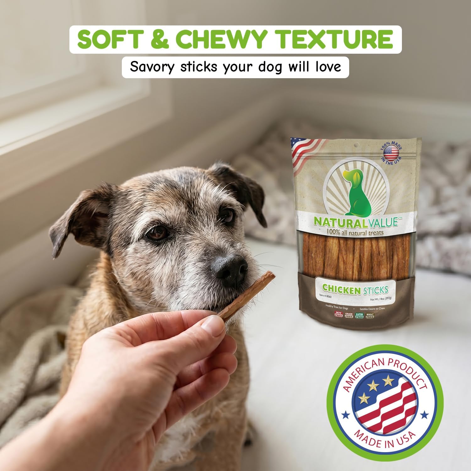 Loving Pets Natural Value All Natural Soft Chew Chicken Sticks For Dogs, 14-Ounce - Image 6